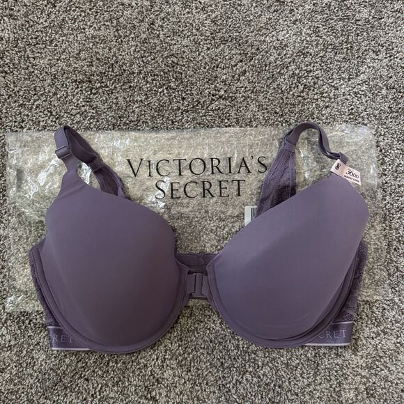 VS Victoria’s Secret Lightly Lined Full-Coverage Front-Close Lace Bra Size 36DD - Picture 1 of 14